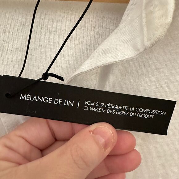 Tahari White Linen Blend Button Up Lightweight Tunic Swim Cover Up Size L NWT - Picture 9 of 9